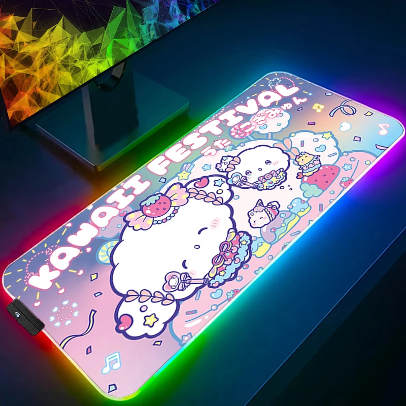 LED XXL Mouse Pad Cogimyun Anime Office Laptop Gamer Computer RGB Mousepad Accessori da gioco Tablet Varmilo Tastiera retroilluminata