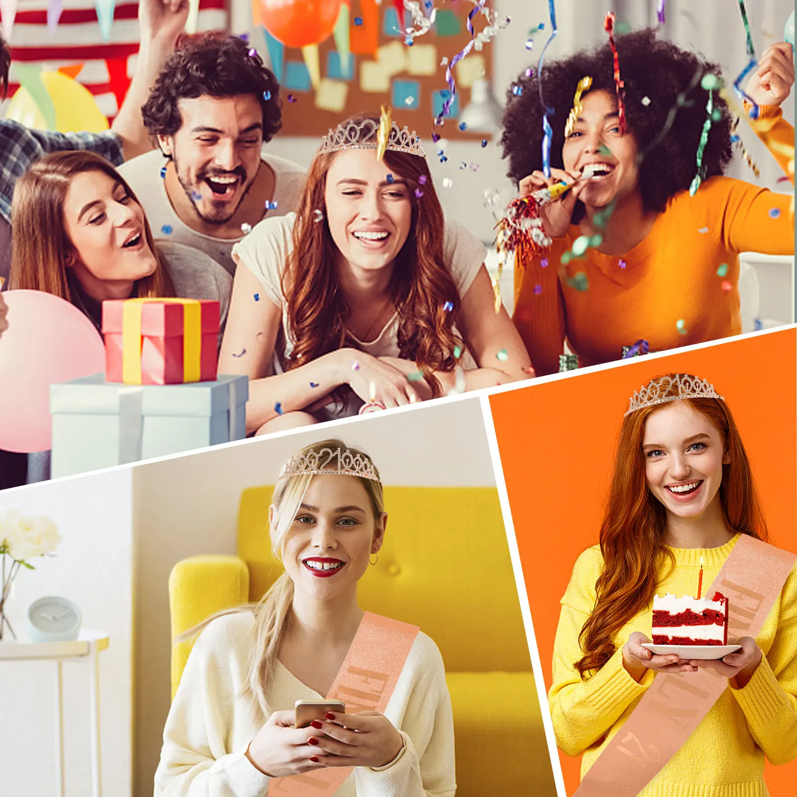 

1Set Crown Birthday Sash Deluxe Cloth Party Girl Sash for Birthday Party Supplies Decoration Gift Favor Ornament