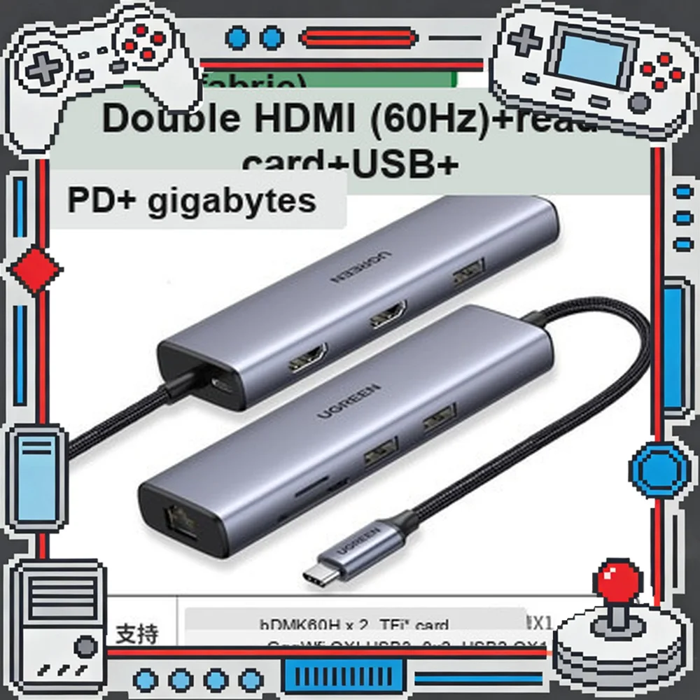 UGREEN 90119 USB C Dual HDMI Docking Station 4K 60Hz Thunderbolt 4 USB Hub Multiport Adapter