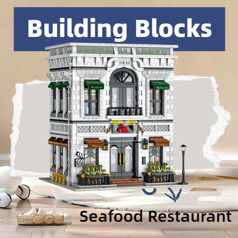 

Creative Kids Building Blocks 4132PCS Seafood Restaurant Model Home Decoration Educational Children's Toys For Kids Adults Gifts