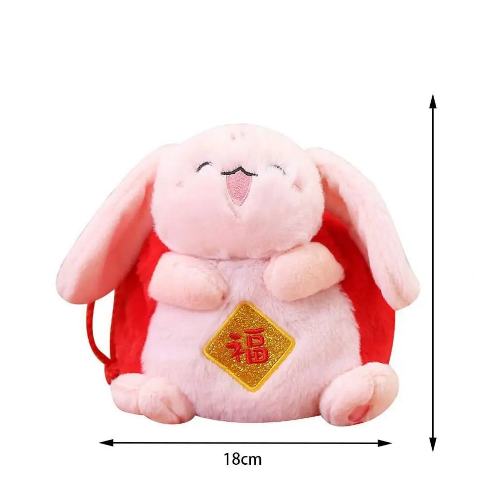 Sac à beurre de grande capacité pour enfants, sac à main en peluche, sac à bandoulière, sac de style chinois, sac de rangement pour jouets lapin, initié au nouvel an, mignon