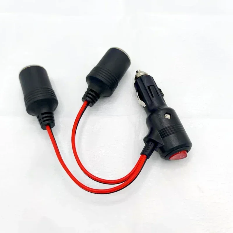 

12/24V 2-In-1 Car Power Adapter Splitter Adapter W/ On Off Switch 1 Male To 2 Female Socket Y Splitter Cigarette Lighter Adapter