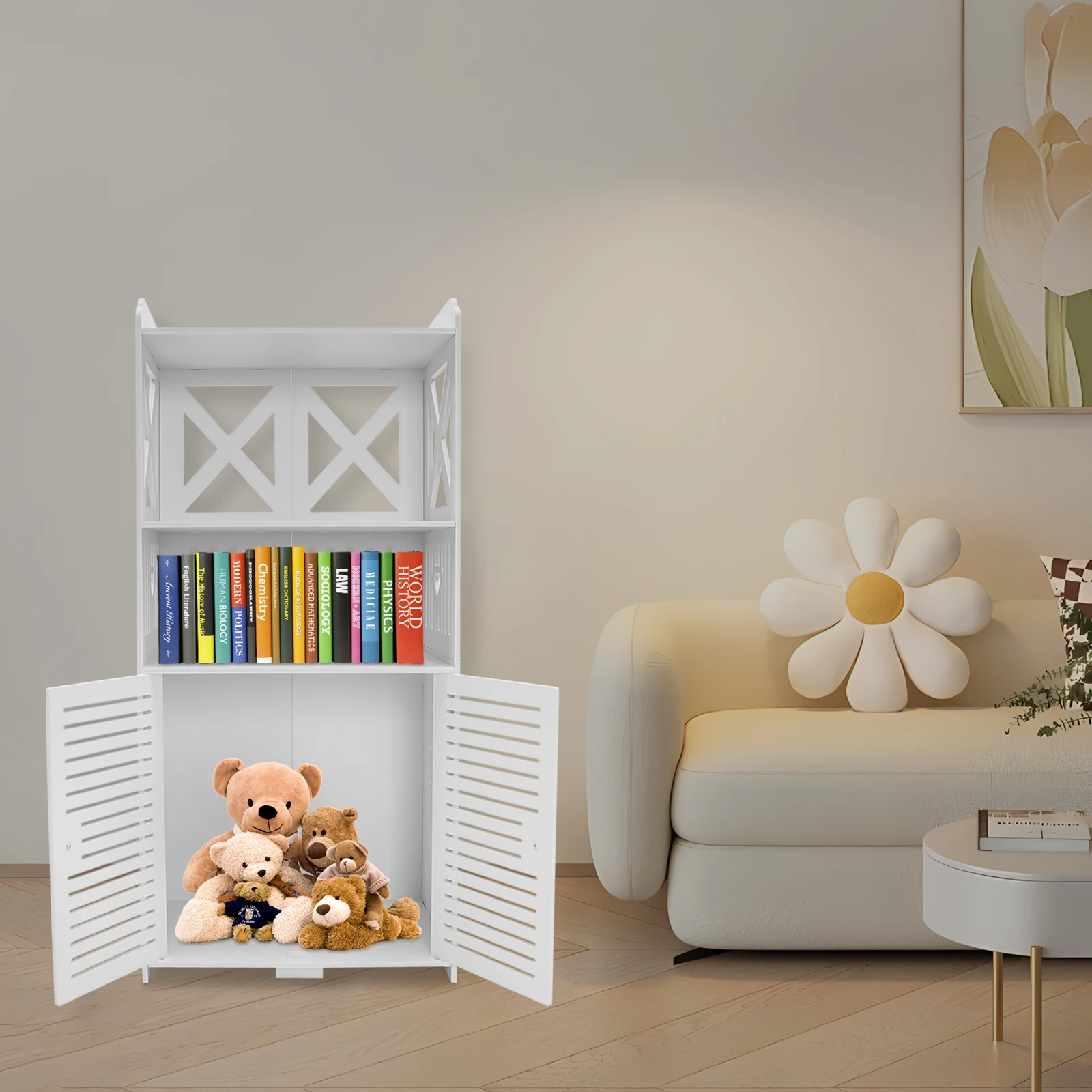 4-stufiges Lagerregal, wasserdichter Badezimmer-Organizer, starke Tragfähigkeit, erhöht die Leitplanken für Schlafzimmer/Wohnzimmer