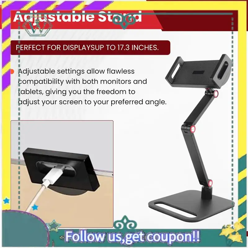 NEW Portable Monitor Stand Adjustable 360° Swivel Bracket Tablet Holder Compatible With Tablet Desktop Clamp Stand Durable