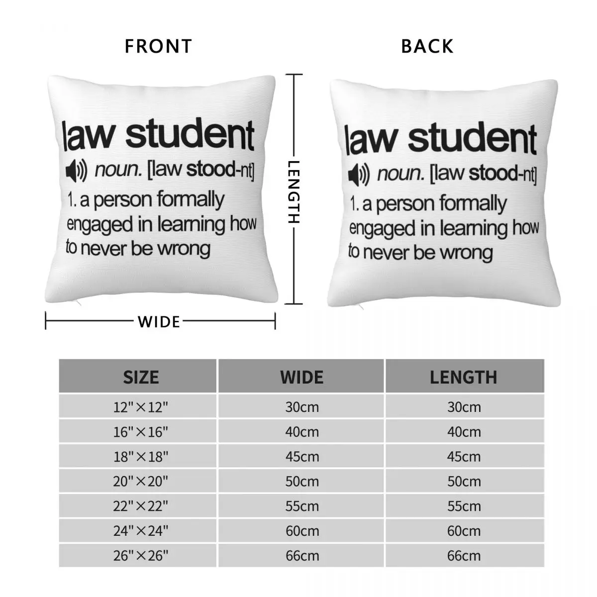 Law Student Defined Square Pillowcase Polyester Linen Velvet Pattern Zip Decorative Throw Pillow Case Home Cushion Cover