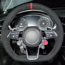Suede Car Steering wheel Cover For Audi TT (8S) 2014-2019 TTS 2014-2019 TT RS 2016-2019 R8 Handle Cover Interior Car Accessories