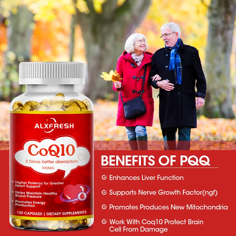 Alxfresh CoQ10 300mg- 3x Absorption | 120/60 serving | Coenzyme Q-10 | Non-GMO, Gluten Free Vegan | Dietery Vitamins Suppelment