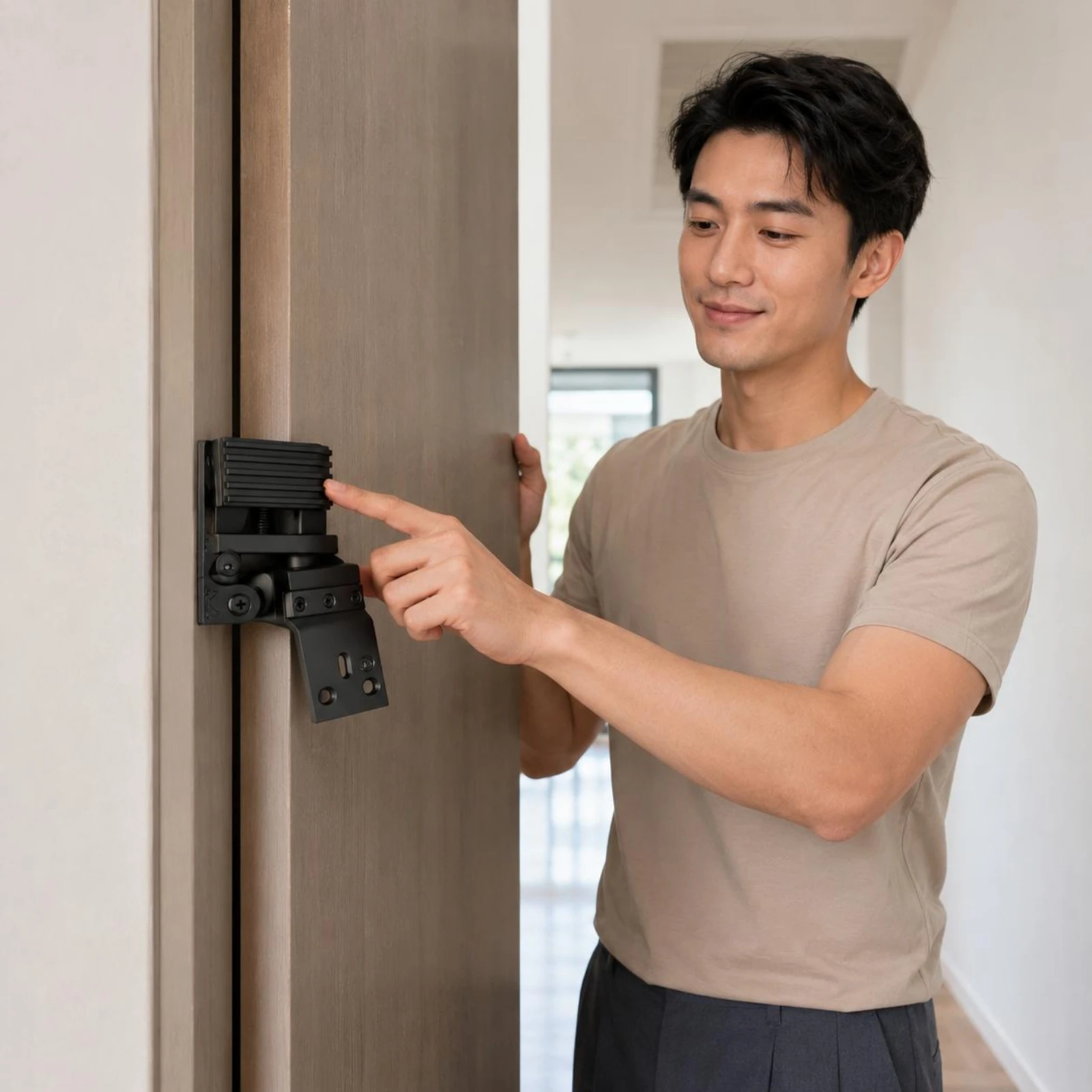 Adjustable Metal Door Stopper Ribbed Top Inner-Door Locking Latch Home Hardware Easy Installation Protects Walls
