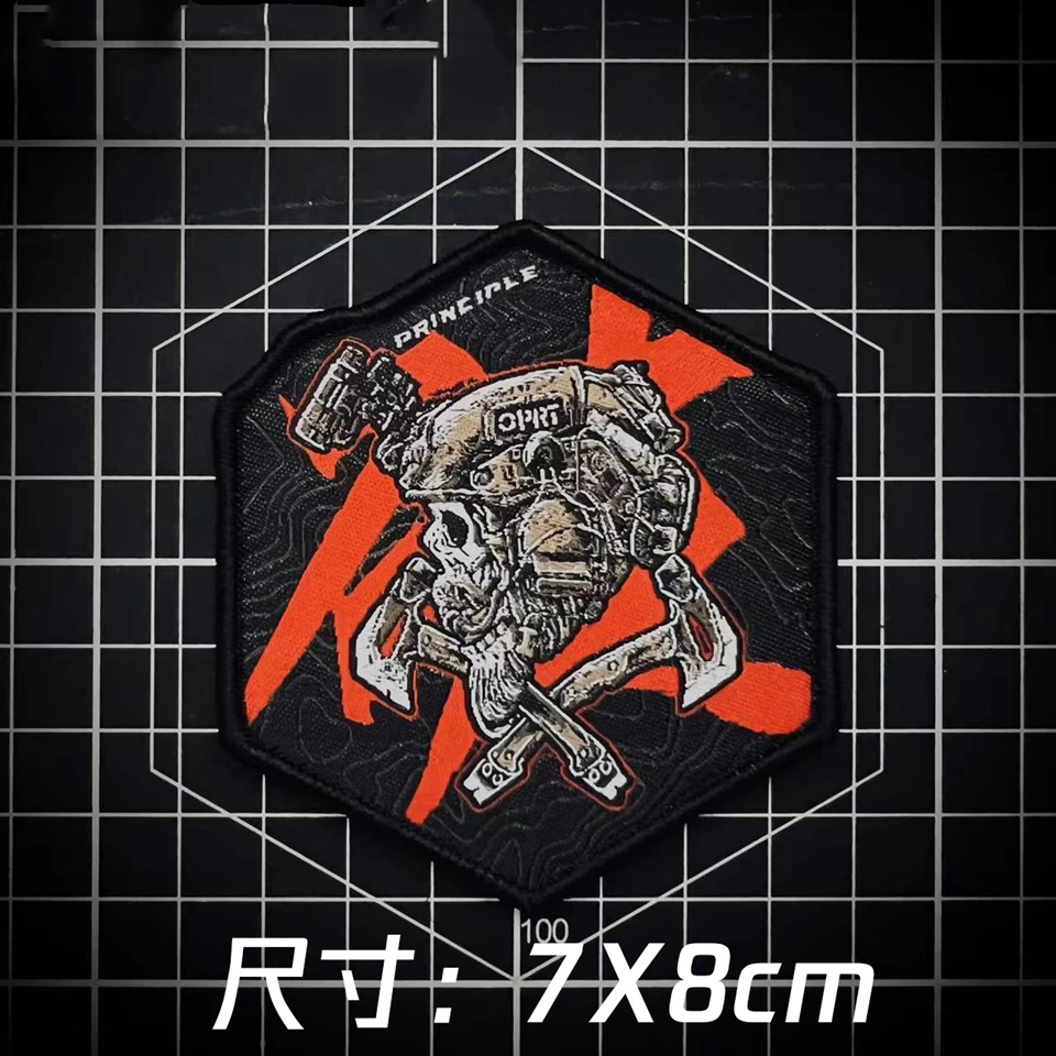 Destroyer Function Tactical Embroidery Patch OPRT Skeleton Night Vision Device Tomahawk Armband For Backpack Clothing