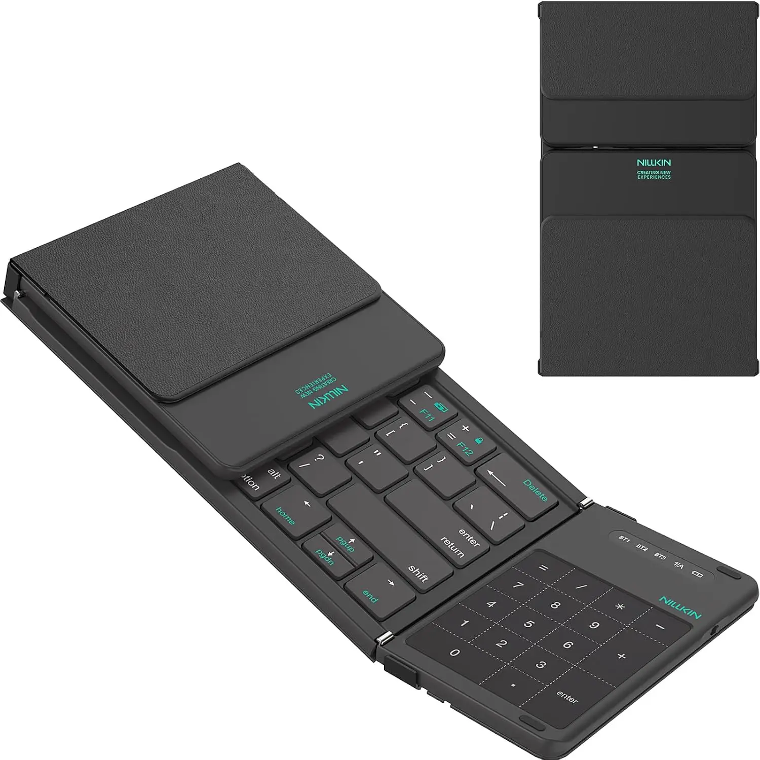 Teclado plegable Nillkin Bluetooth 5.0 con panel táctil y teclado numérico, teclado de viaje de tamaño completo para iPad, tableta, portátil, PC, iOS, Android