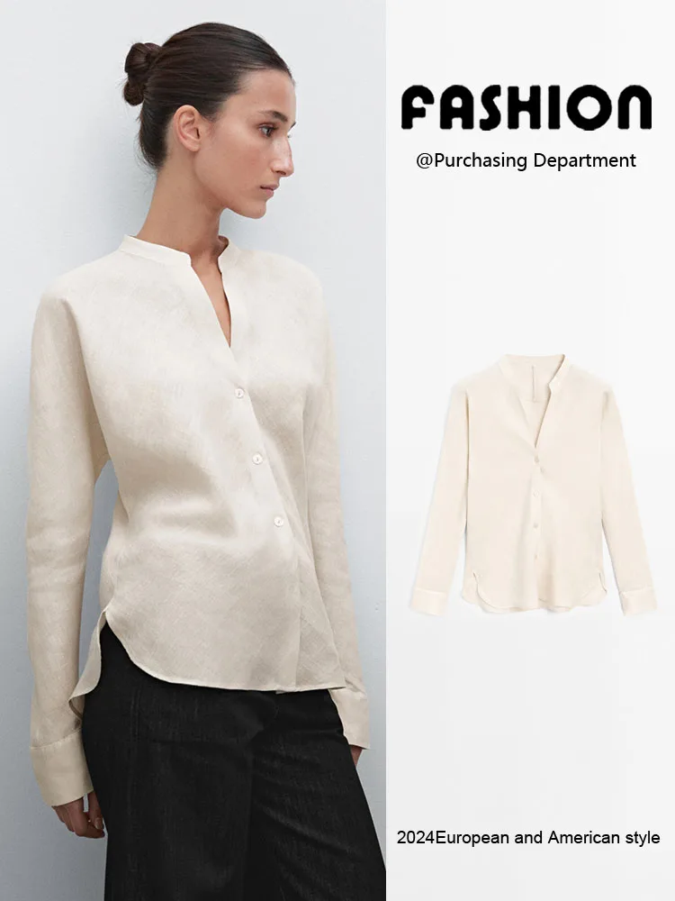 

Весна 2025: Новинка! Женский легкий топ с V-образным вырезом и длинными рукавами для повседневной носки, 100% материал [материал].