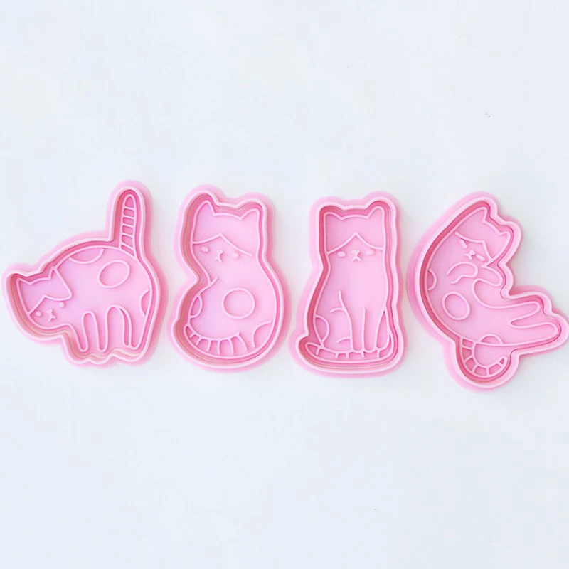 Cute Cat Shaped Biscuit Cutters Pet Kitten Animal Birthday Cake Decorating Tool Fondant Frosting Cookies Mold Baking Accessories