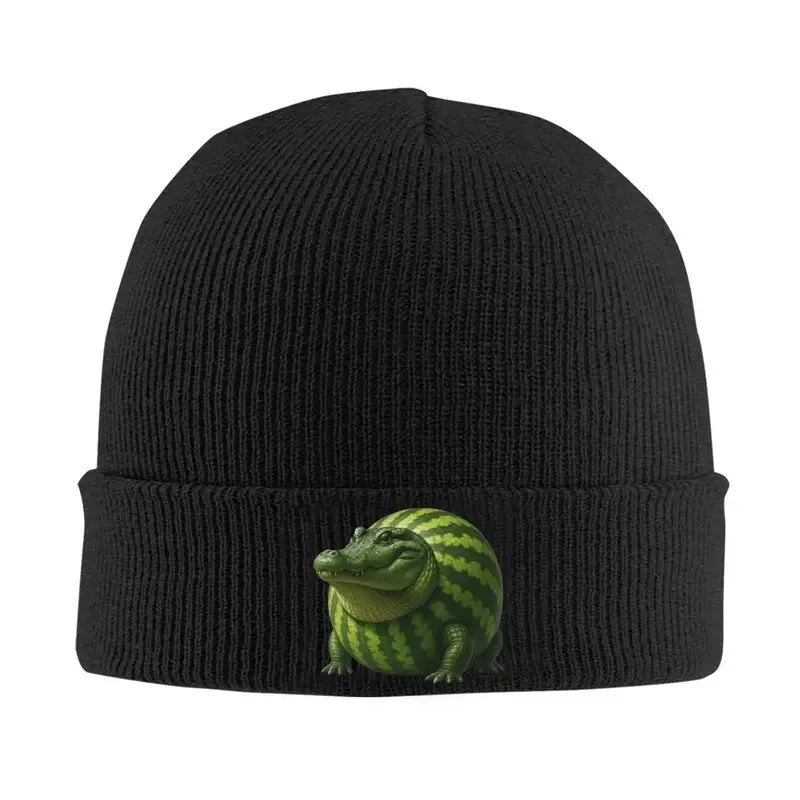 Watermelon Crocodile Print Beanie Hat for Men Women Warm Acrylic Knit Winter Cap