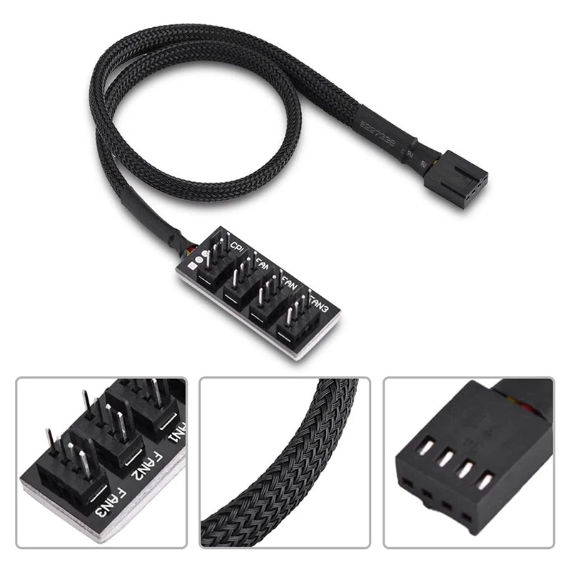 New-2 Pack PWM-Splitter, 4-polige Computer-CPU/Gehäuse PWM-Lüfter-Hub, 15-Zoll-4-poliges Stromkabel, für 12-V-Desktop-Computer-Kühlgehäuse