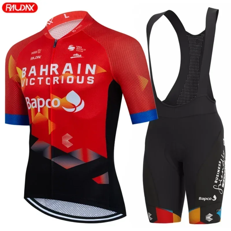 

2023 Bahrain Victorious Team Summer Men Anti-UV Cycling Jersey Set Breathable Racing Sport Bicycle Jersey MTB Cycling Clothing