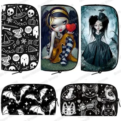 Cute Black Cat Witch Wallet Women Money Bags Witchcraft Gothic Bat Vampire Purse Credit Card Phone Holders Bag Long Wallets Gift