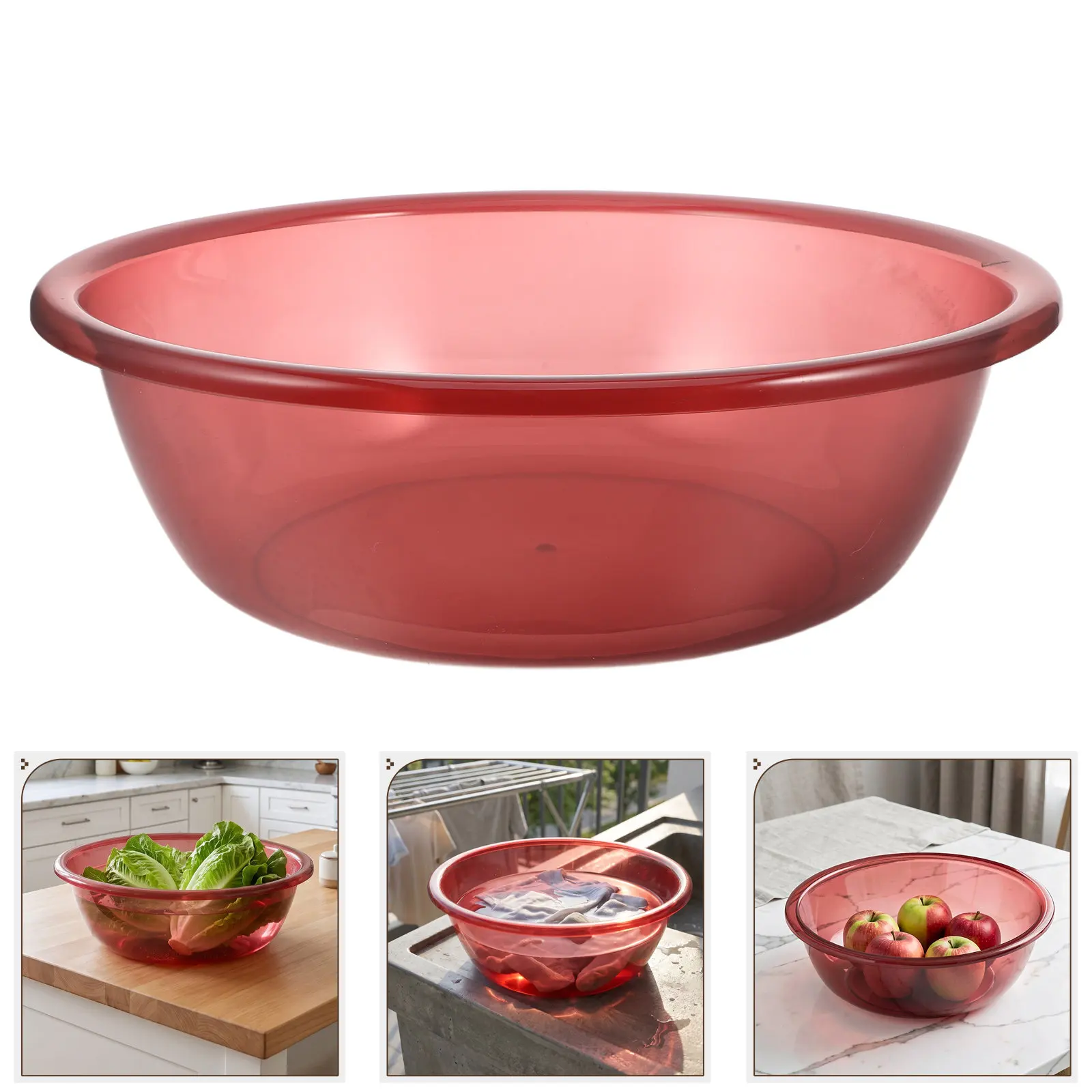 Plastic Wash Basin Transparent Thickened Wide Rim Anti Slip Base Foot Bath Laundry Multipurpose Wash Tub