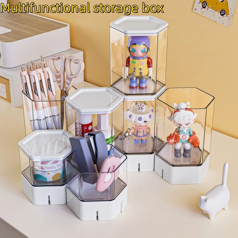 Clear Hexagonal Display Box for Blind Box Stackable Dustproof Action Figure Storage Case Desktop Showcase for Lego Toy