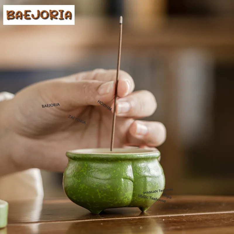 BAEJORIA Brownish Green Persimmon Shape Incense Holder Incense Waterfall Incense Burners Consecrate Censer Home Ornaments Gift