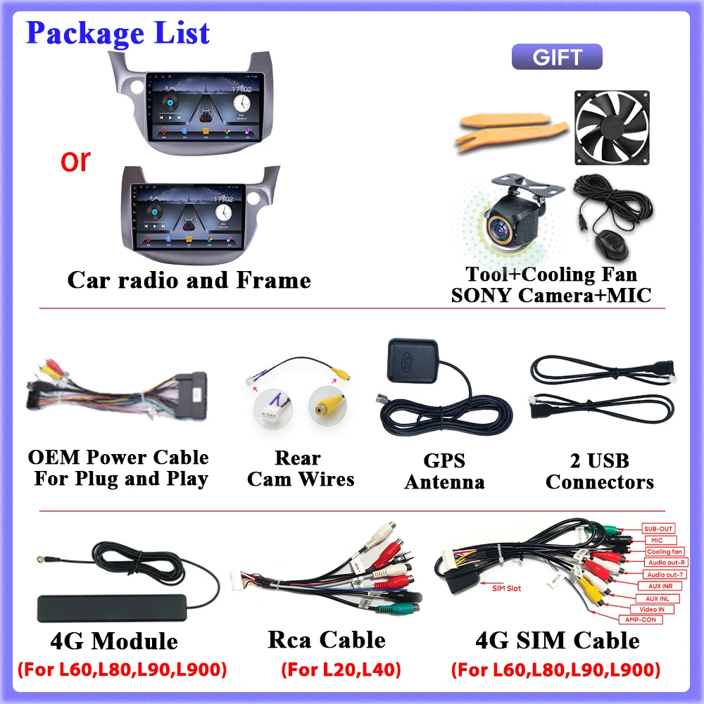 راديو السيارة لهوندا صالح جاز 2007-2013 مشغل وسائط متعددة رقم 2din أندرويد السيارات Carplay DSP 4G واي فاي نظام تحديد المواقع 2k مشغل وسائط متعددة BT #6