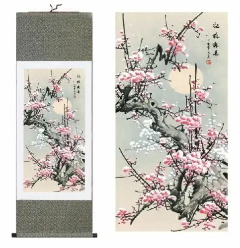 

Home decor Chinese Traditional Silk Scroll Painting Plum Blossom Office