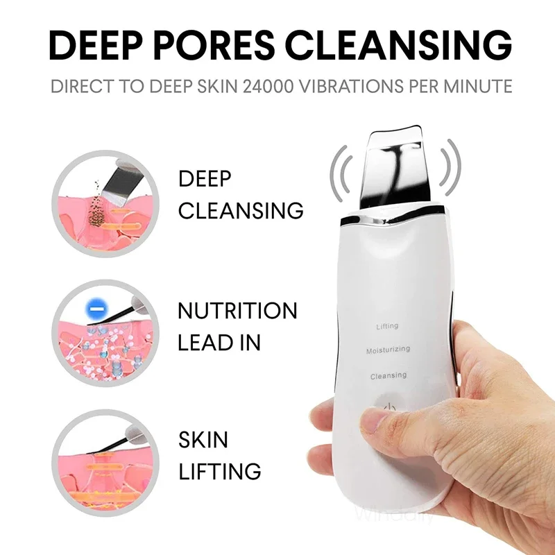 Rosto purificador da pele limpeza profunda vibração massagem limpador facial pá espátula peeling removedor de cravo poros ferramenta de cuidados com a pele