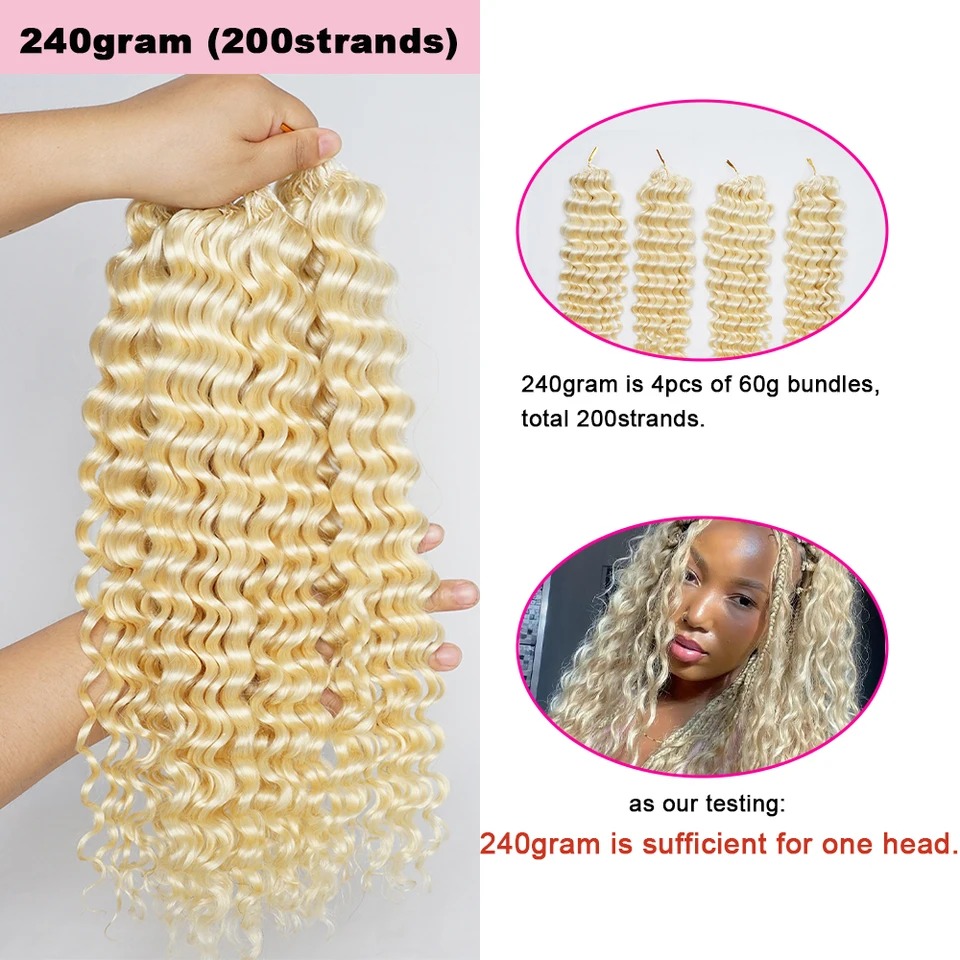 Cabello 100% Humano #613 a Granel para Trenzas Rubio Nudo Milagroso Crochet Trenzas Boho Mechas Plumas Diosas Trenzas Kisshair 5