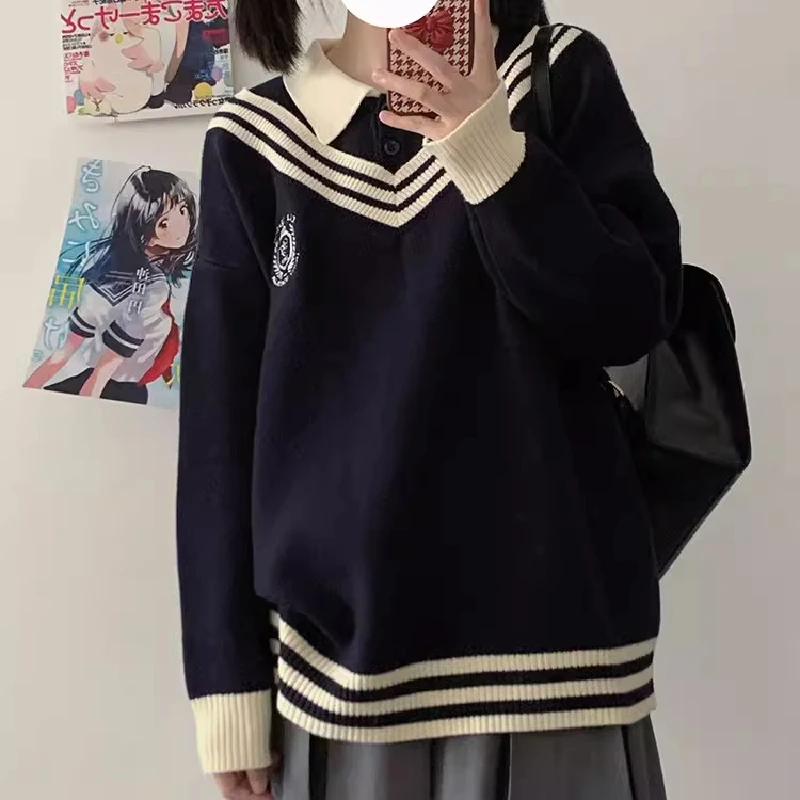 السيدات الخريف الشتاء كسول Sle محبوك سترة مطرزة الملابس الداخلية تنوعا وهمية قطعتين الحلو فضفاضة تناسب طويلة Sve Po... #2