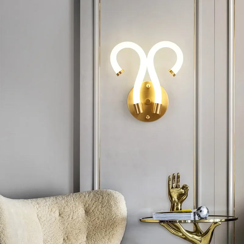 

All-copper creative modeling bedroom bedside lamp barber shop decoration, aisle corridor wall lamp