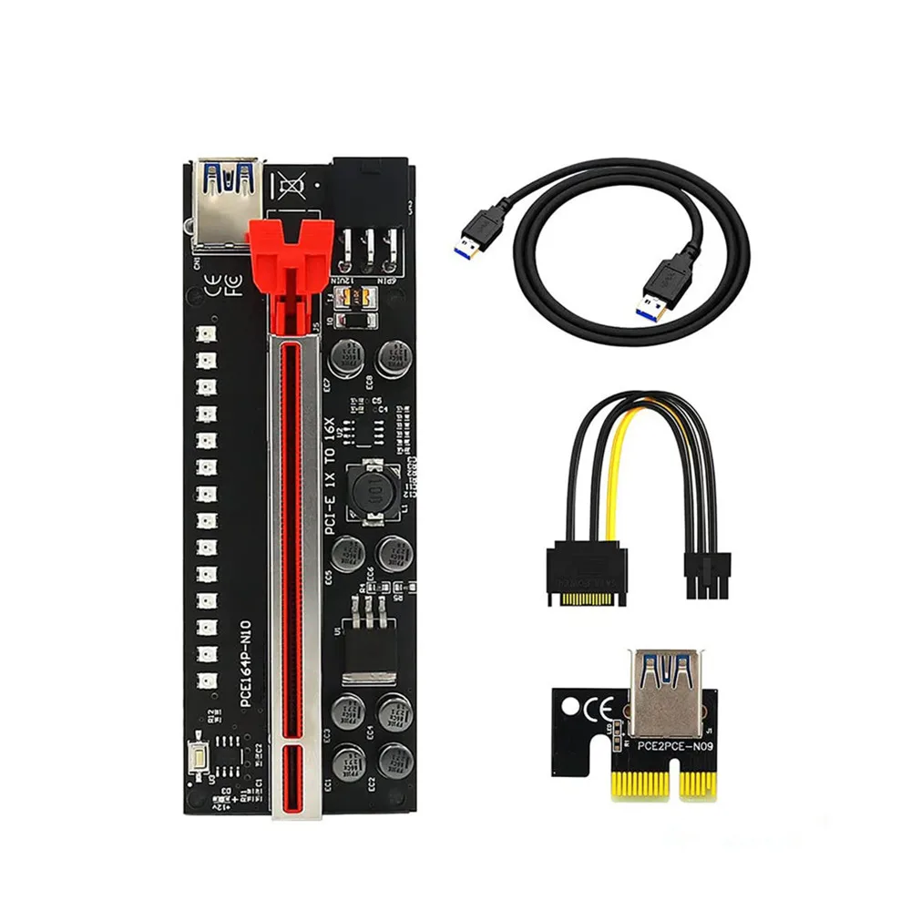 Nowa wersja V011PROPlus 1X PCI-E X16 PCIE Riser GPU 6Pin Adapter Cable USB3.0 PCI Express Extension Riser Card