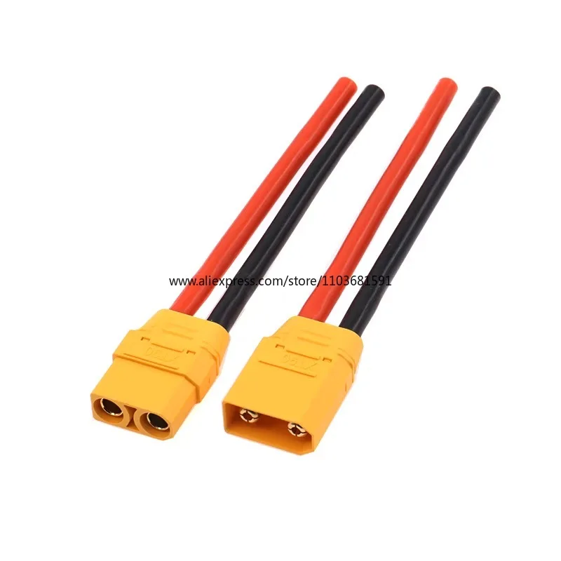 Amass XT90 XT90-S Pigtail Male Female Connector Cable with10AWG 10CM tinned Silicone Wire for RC Hobby Battery Charger FPV Car