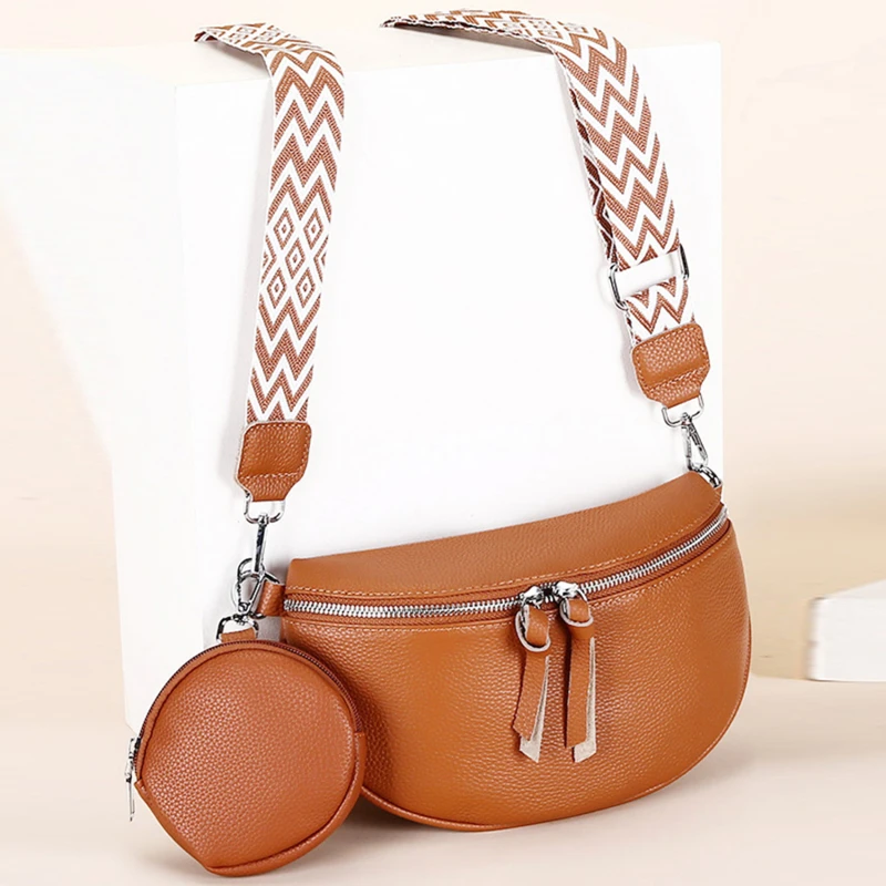 

Genuine Leather Waist Bags Women Designer Fanny Pack Fashion Belt Female Lady Wait Pack Bum Bag Cowskin Single Shouder Bag