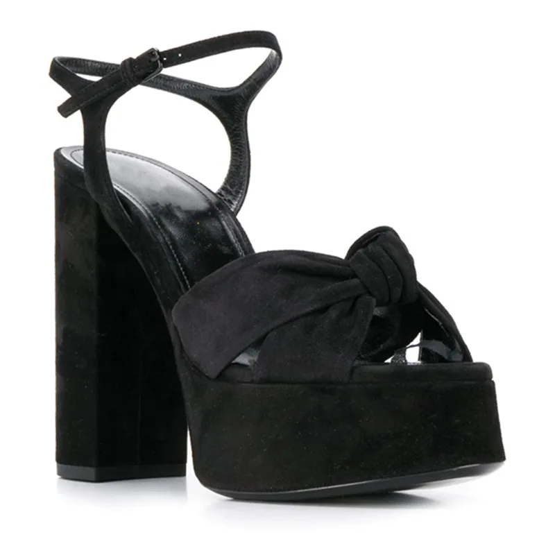 بورجوندي المخملية عقدة اللمحة تو صنادل أرضية 14 سنتيمتر كعب عالي مكتنز حزام الكاحل مخطط النساء المرحلة الصنادل مأدبة الأحذية #5