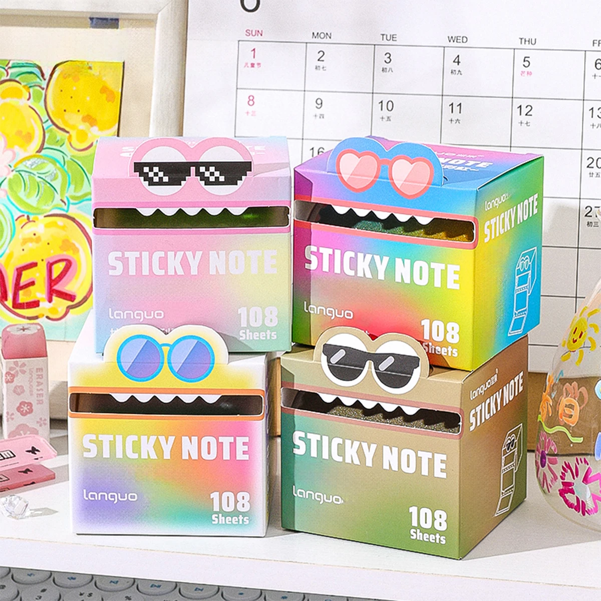 108 Sheets of Waterproof Transparent Sticky Notes, Writeable & Repositionable, with Pull-Out Design, Ideal for Office and School