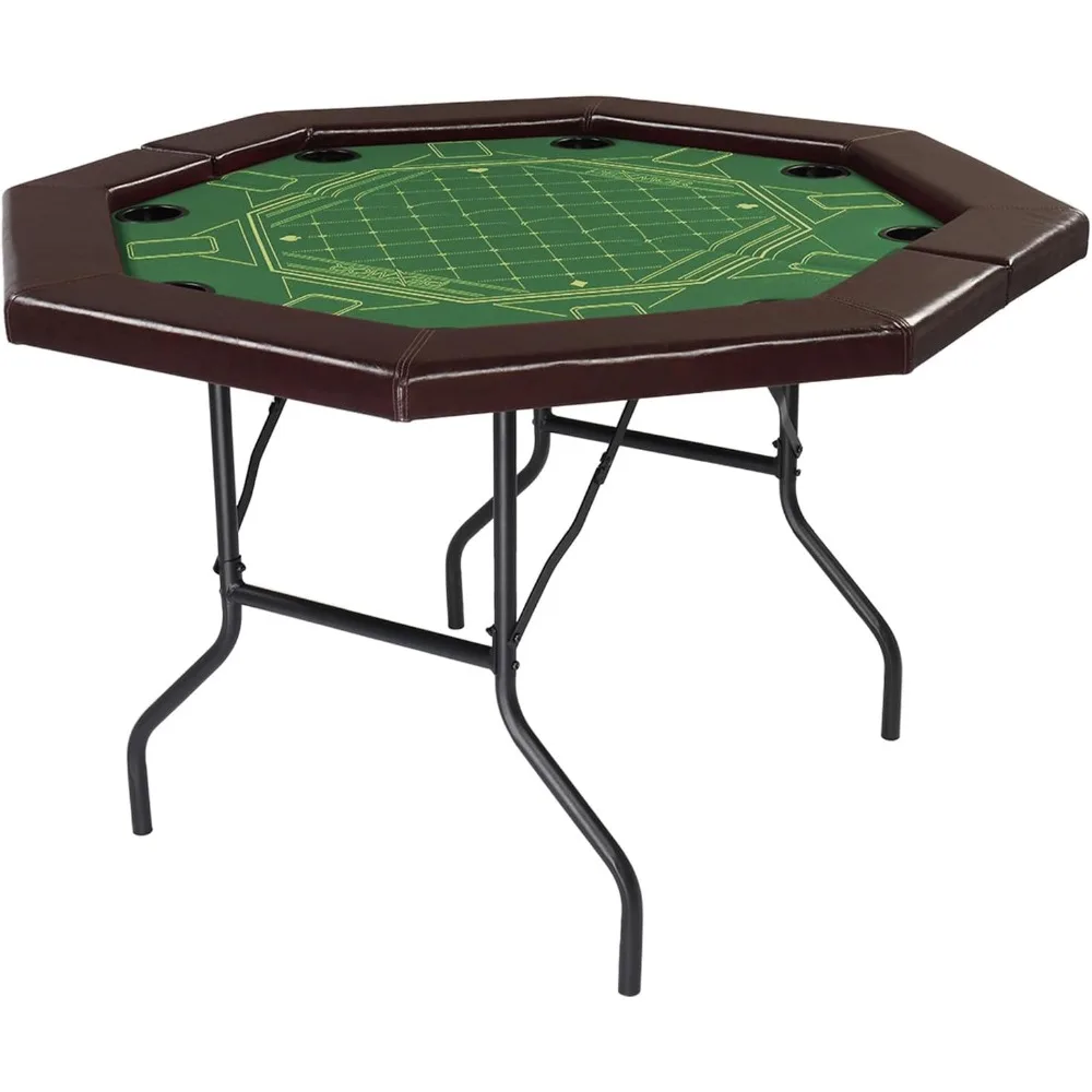 

Складной покерный стол, восьмиугольный складной стол для 8-игр Texas Holdem Blackjack Table с фетром казино-класса, водостойкий мягкий Ra