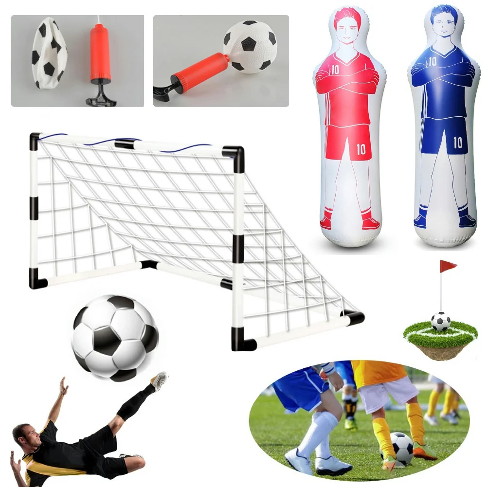 Mini Football Soccer Ball Goal Folding Post Net + Pump Kids Sport Indoor Outdoor Games Toys Kids Sports Training Equipment