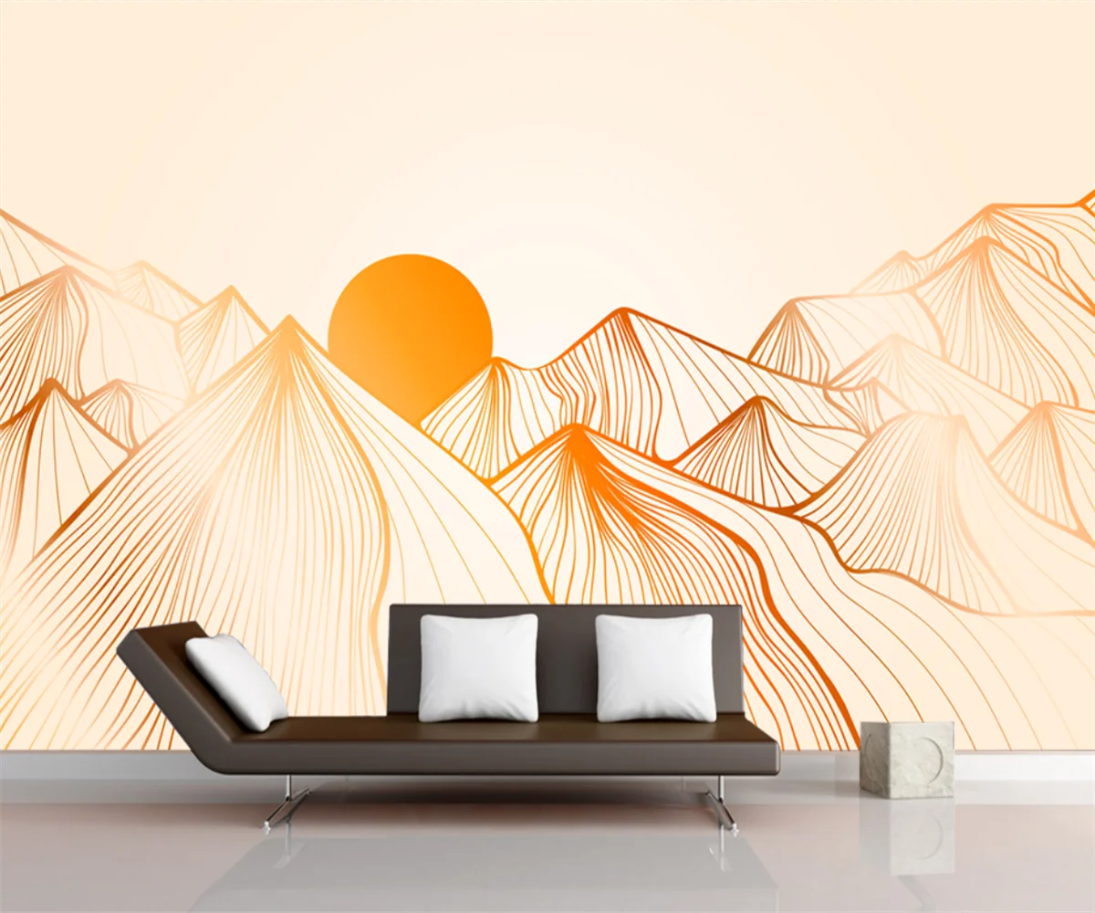 Custom wallpaper Modern Abstract Mountain Range Sun Photo Mural living room bedroom restaurant background wall wallpaper