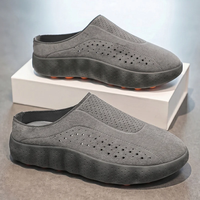 

Spring and summer men's half slippers high-quality breathable casual shoes outdoor fashionable lightweight thick soled slippers