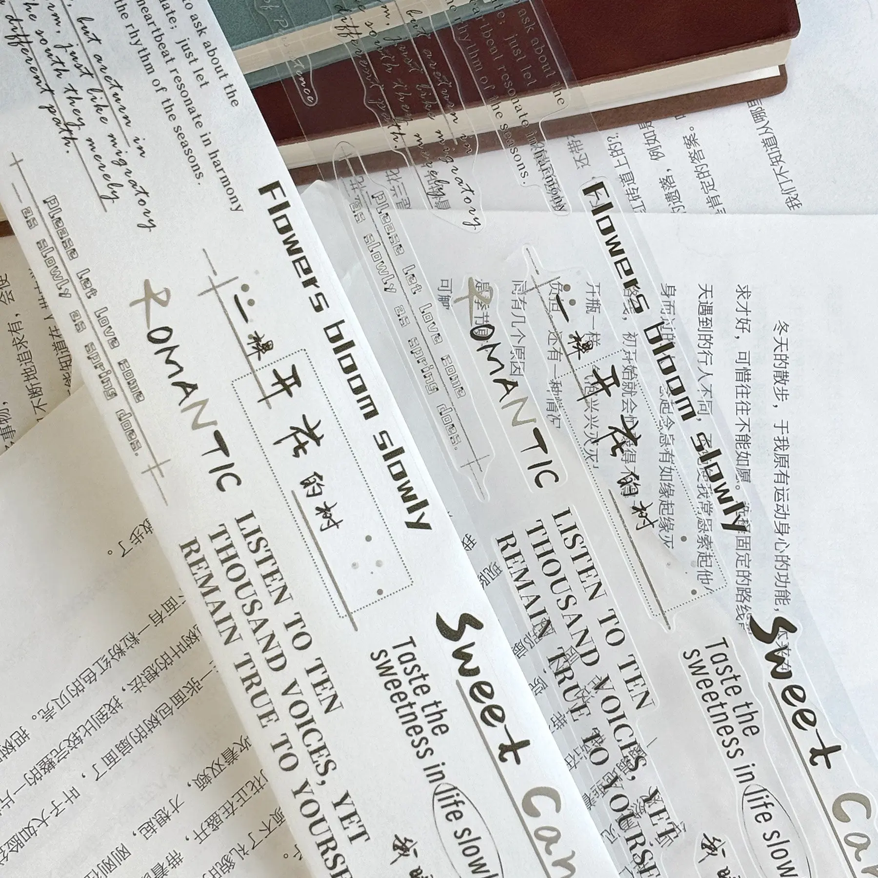 3.26 English Chinese Character Material Casual Title Journal Sticker Decoration Slow Time