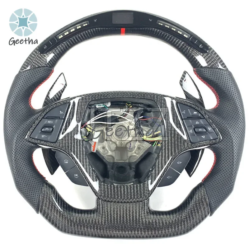 

FOR Chevrolet Corvette Camaro C7 2011 2012 2014 2016 2017 Steering Wheel Carbon Fiber Leather Style Customization