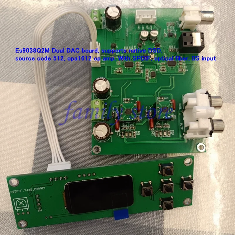 OPA1612 op amp, Dual Es9038Q2M DAC board, supports native DSD, source code 512, with SPDIF, optical fiber, IIS input