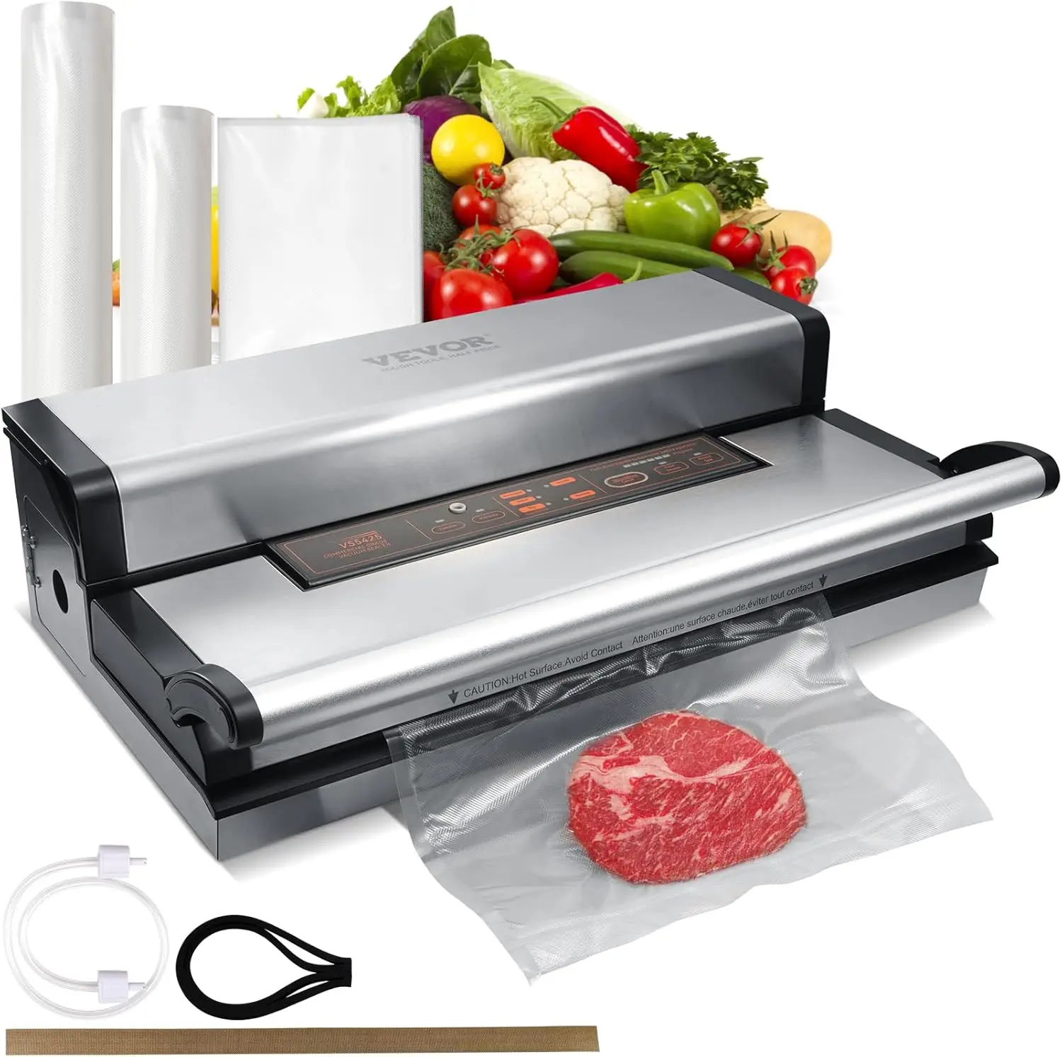 Food Vacuum Sealer Machine, 95Kpa 350W Powerful Dual Pump and Dual Sealing, Dry and Moist Food Storage, Automatic and Manual Air