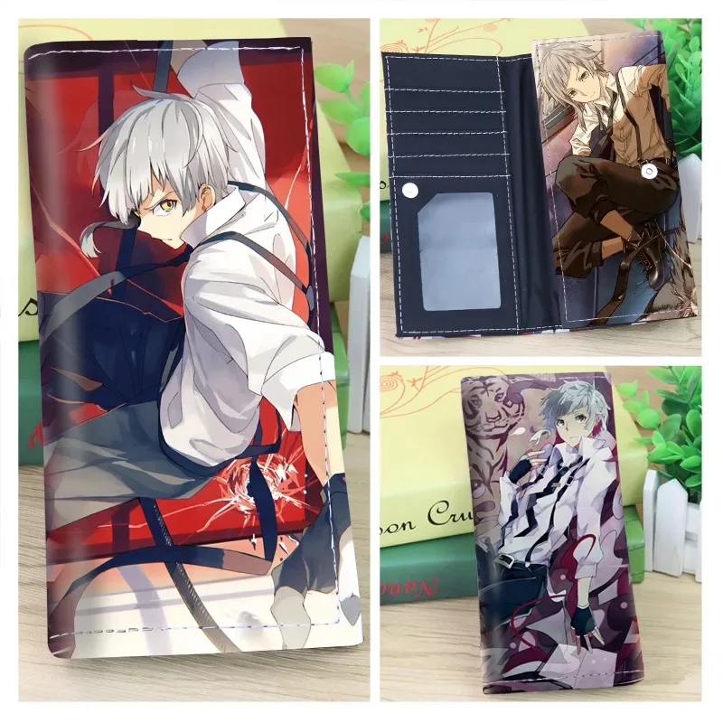 Anime Long PU Leather Wallet Dazai Osamu Card Holder Nakahara Chuuya Nakajima Atsushi Purse Folding Money Bag Birthday Xmas Gift