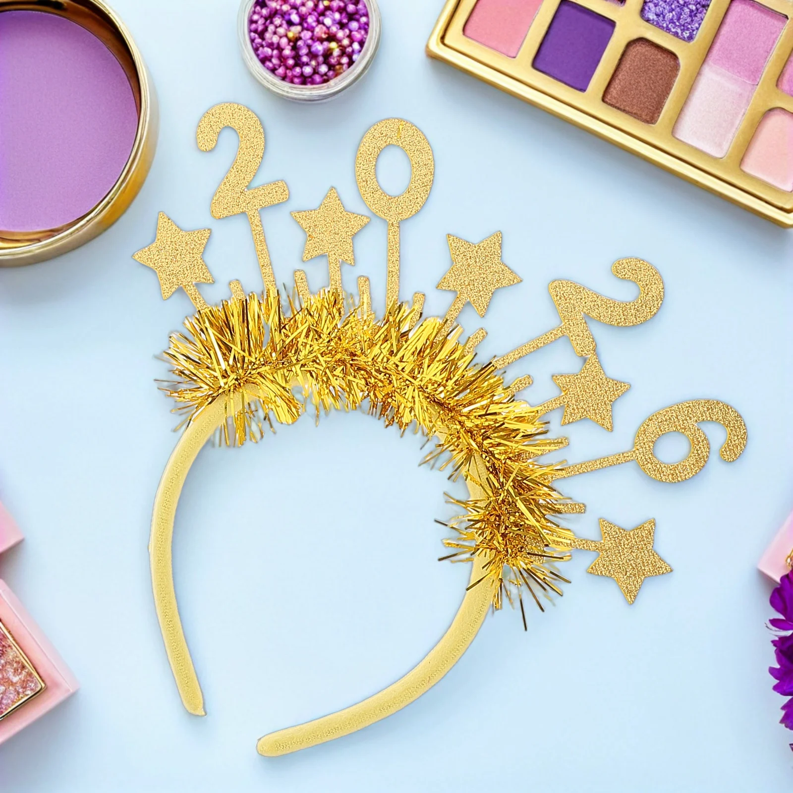 

2pcs New Year Party Headband 2026 Sparkling Star Design Lightweight Happy New Year Eve Decoration Accessory for Family