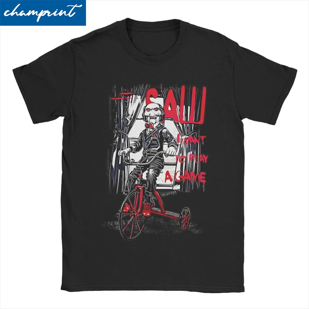 Saw Jigsaw On Bicycle T-Shirts for Men Women Horror Movie Billy Vintage Pure Cotton Tees Crewneck T Shirt Birthday Present Tops