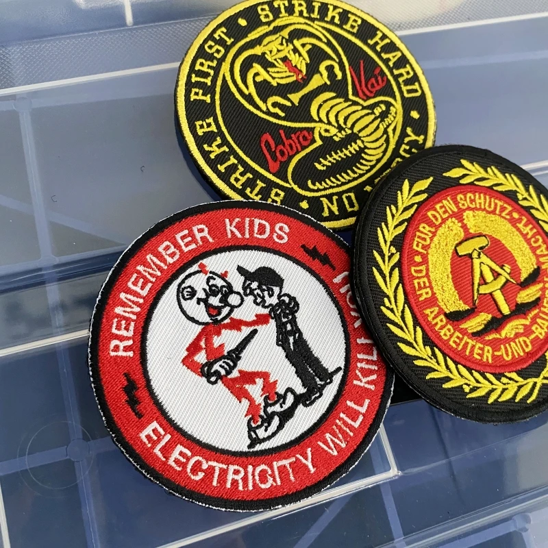 Circular Patch Tactical Snake Embroidery Hook and Loop Electricity Will Kill Your Morale Badge East Germany Ddr Armband Stickers