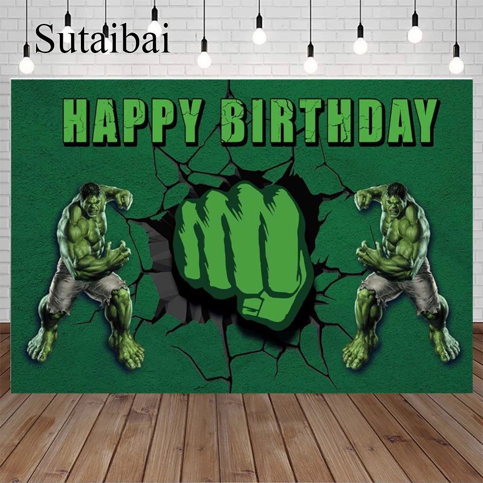 子供のためのカスタムヒーローのテーマの背景,ハルク,アベンジャーズ,マーベル,スーパーヒーロー,写真アクセサリー,ベビールームの背景,パーティーの装飾