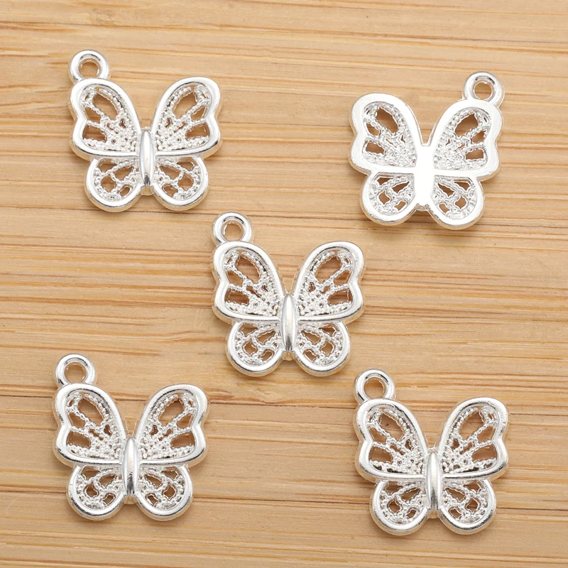 30pcs 6 Colors butterfly Charms For Bracelets Necklace Pendant DIY Handmade Jewelry Making accessories 12*13mm D2143
