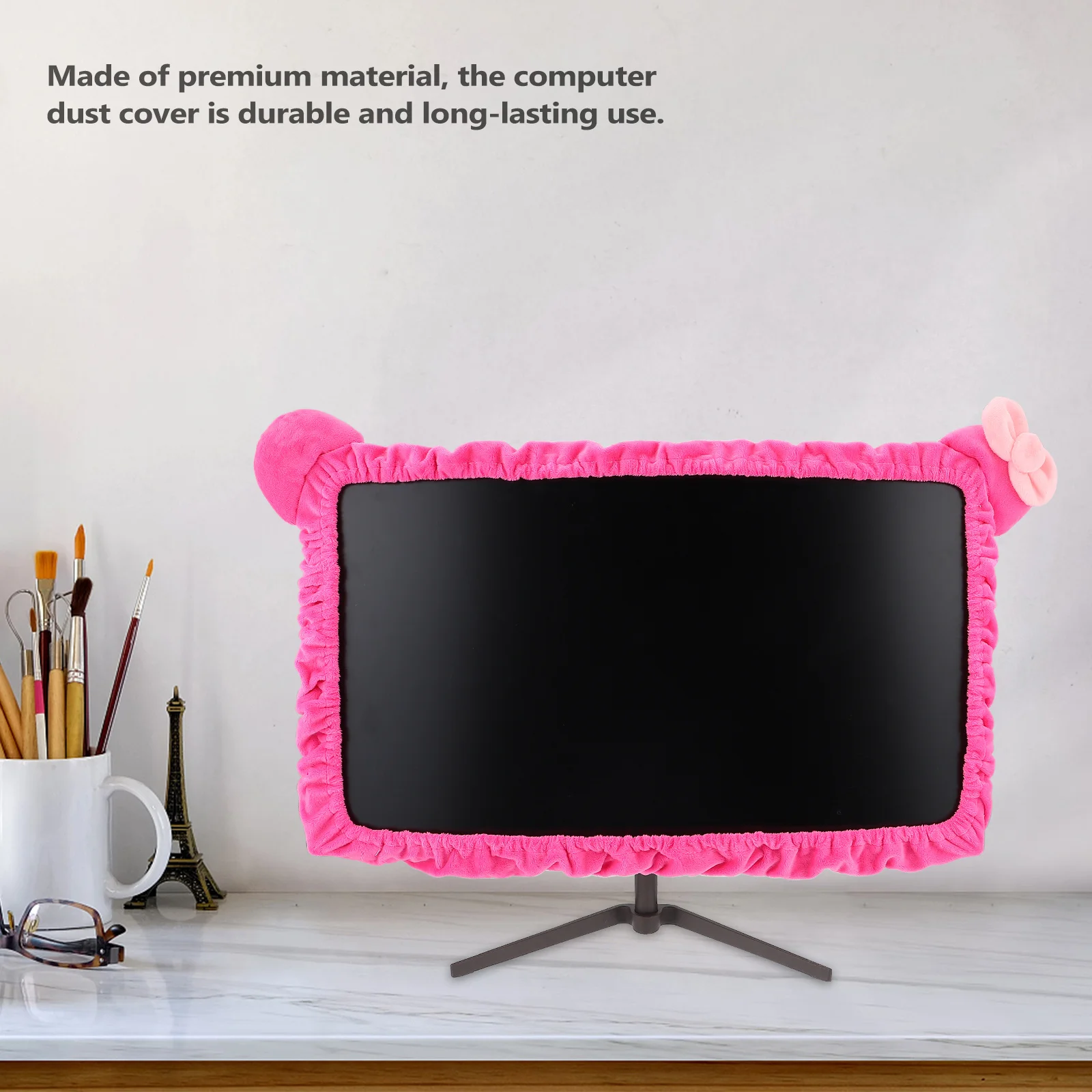 

Computer Monitor Cover Pink Accessories Kawaii Dust Cute Covers Desktops Display Protective