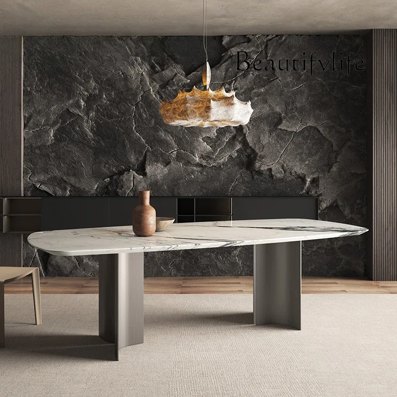 M Italian Light Luxury Dining Table Imported Large White Natural Luxury Stone Modern Long Marble Dining Table